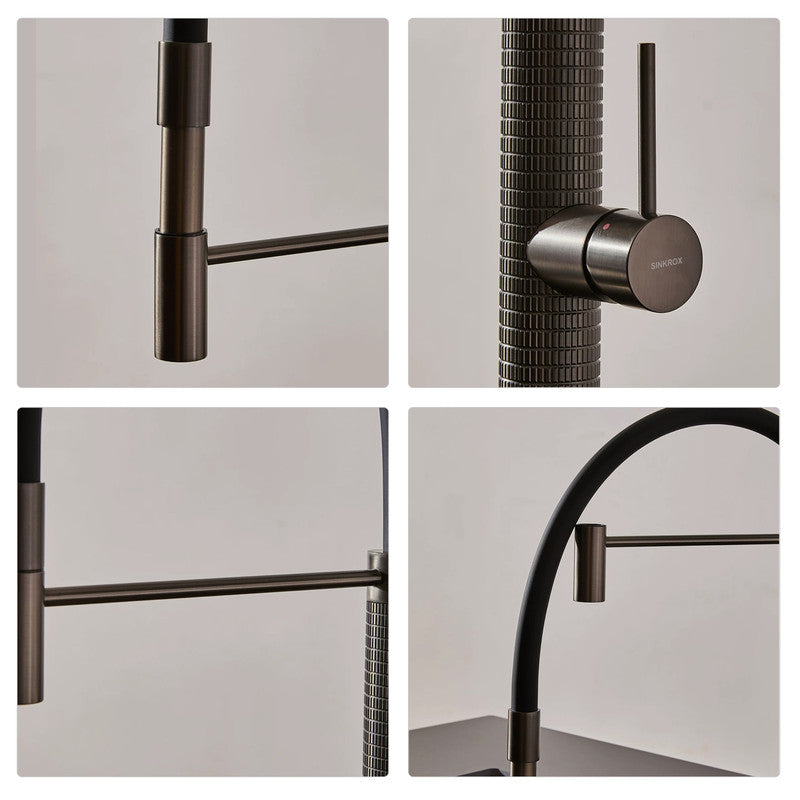 Pull-Down Kitchen Faucet, Matte Gunmetal Finish, 360° Swivel Spout with Spray Head