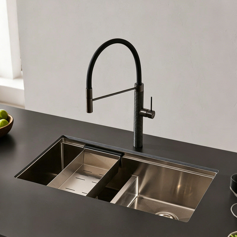 Pull-Down Kitchen Faucet, Matte Gunmetal Finish, 360° Swivel Spout with Spray Head