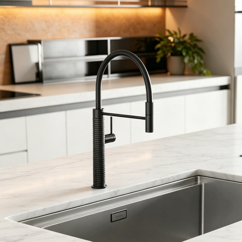 Pull-Down Kitchen Faucet, Matte Gunmetal Finish, 360° Swivel Spout with Spray Head