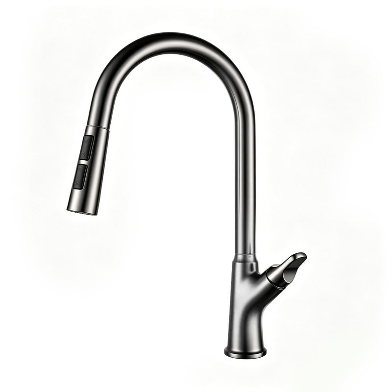 Pull-Down Kitchen Faucet, Solid Brass, Matte Gunmetal Finish, 360° Swivel Spout
