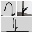 Pull-Down Kitchen Faucet, Solid Brass, Matte Gunmetal Finish, 360° Swivel Spout