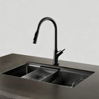 Pull-Down Kitchen Faucet, Solid Brass, Matte Gunmetal Finish, 360° Swivel Spout