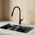 Pull-Down Kitchen Faucet, Solid Brass, Matte Gunmetal Finish, 360° Swivel Spout