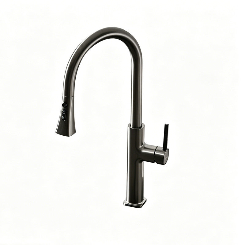 Pull-Down Kitchen Faucet, Solid Brass, Matte Gunmetal Finish with 360° Swivel and Anti-Splash Spray Head