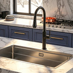 Pull-Down Kitchen Faucet, Solid Brass, Matte Gunmetal Finish with 360° Swivel and Anti-Splash Spray Head