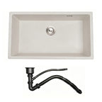 33 in. Single Bowl Quartz Granite Kitchen Sink with X-Groove Drainage, Accessories Included