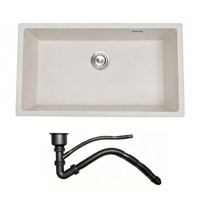 33 in. Single Bowl Quartz Granite Kitchen Sink with X-Groove Drainage, Accessories Included