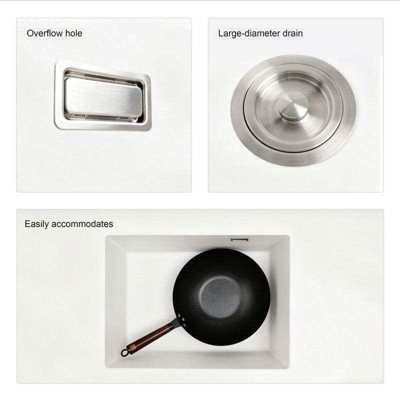 33 in. Single Bowl Quartz Granite Kitchen Sink with X-Groove Drainage, Accessories Included