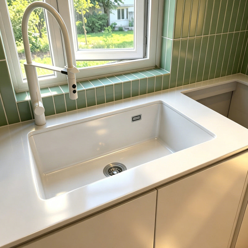 33 in. Single Bowl Quartz Granite Kitchen Sink with X-Groove Drainage, Accessories Included