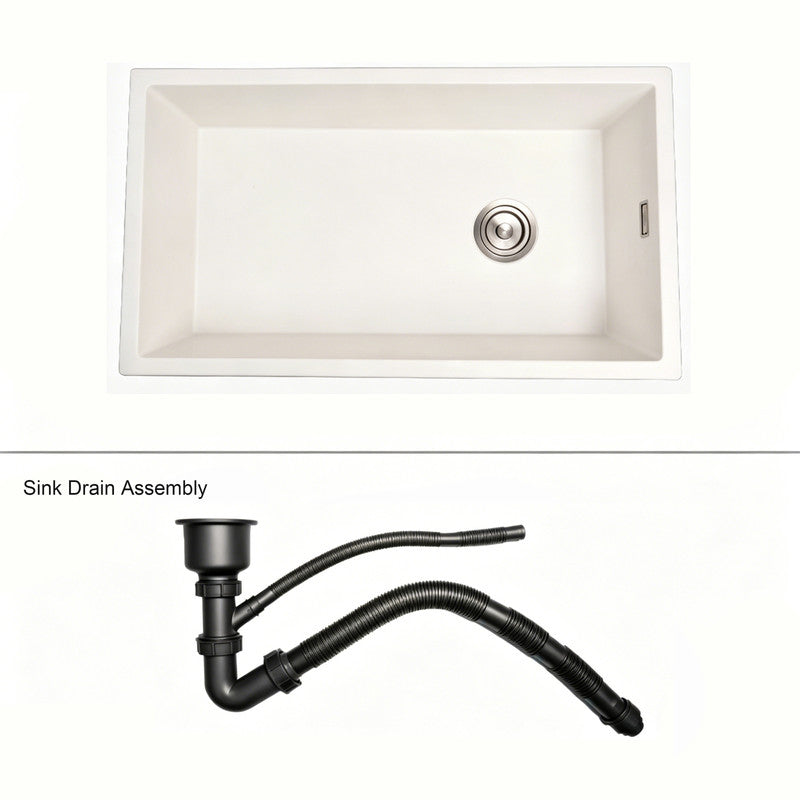 33 in. Single Bowl Quartz Granite Kitchen Sink with Right-Hand Drain