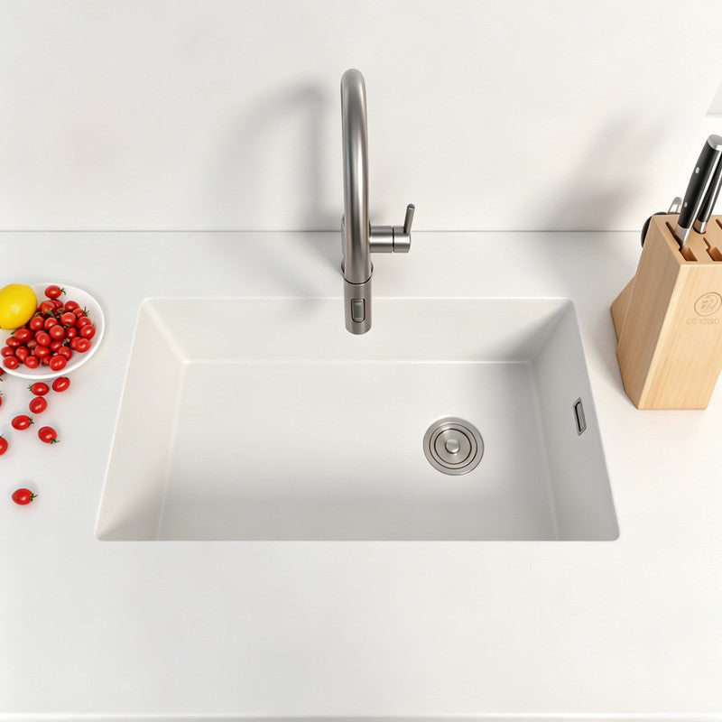 33 in. Single Bowl Quartz Granite Kitchen Sink with Right-Hand Drain