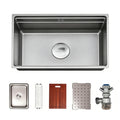 30 in. Drop-In Single Bowl 16 Gauge Stainless Steel Kitchen Sink, Gunmetal Black Workstation Sink
