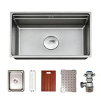 30 in. Drop-In Single Bowl 16 Gauge Stainless Steel Kitchen Sink, Gunmetal Black Workstation Sink