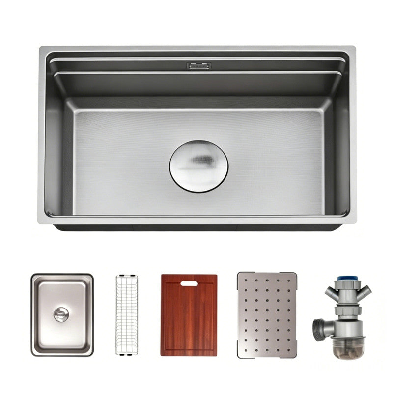 30 in. Drop-In Single Bowl 16 Gauge Stainless Steel Kitchen Sink, Gunmetal Black Workstation Sink