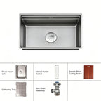30 in. Drop-In Single Bowl 16 Gauge Stainless Steel Kitchen Sink, Gunmetal Black Workstation Sink
