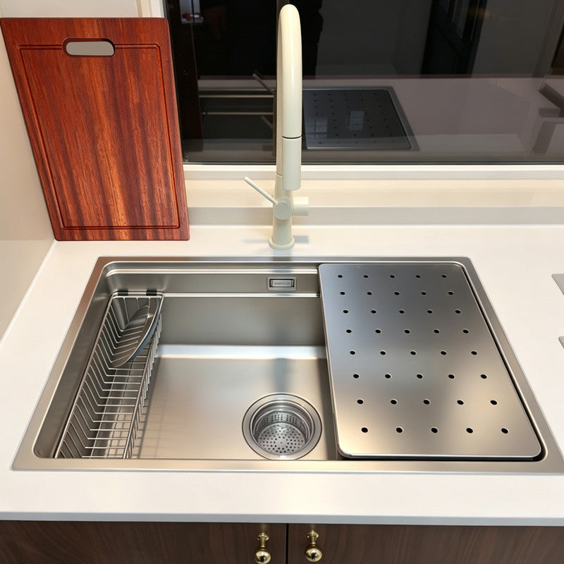 30 in. Drop-In Single Bowl 16 Gauge Stainless Steel Kitchen Sink, Gunmetal Black Workstation Sink