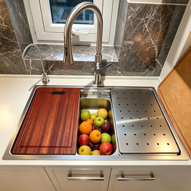 30 in. Drop-In Single Bowl 16 Gauge Stainless Steel Kitchen Sink, Gunmetal Black Workstation Sink