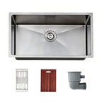 33 in. Single Bowl 304 Stainless Steel Kitchen Sink, Nano-Coated Scratch Resistant Finish