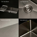 33 in. Single Bowl 304 Stainless Steel Kitchen Sink, Nano-Coated Scratch Resistant Finish