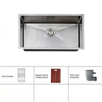 33 in. Single Bowl 304 Stainless Steel Kitchen Sink, Nano-Coated Scratch Resistant Finish