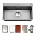 30 in. Single Bowl 304 Stainless Steel Workstation Kitchen Sink with Cutting Board