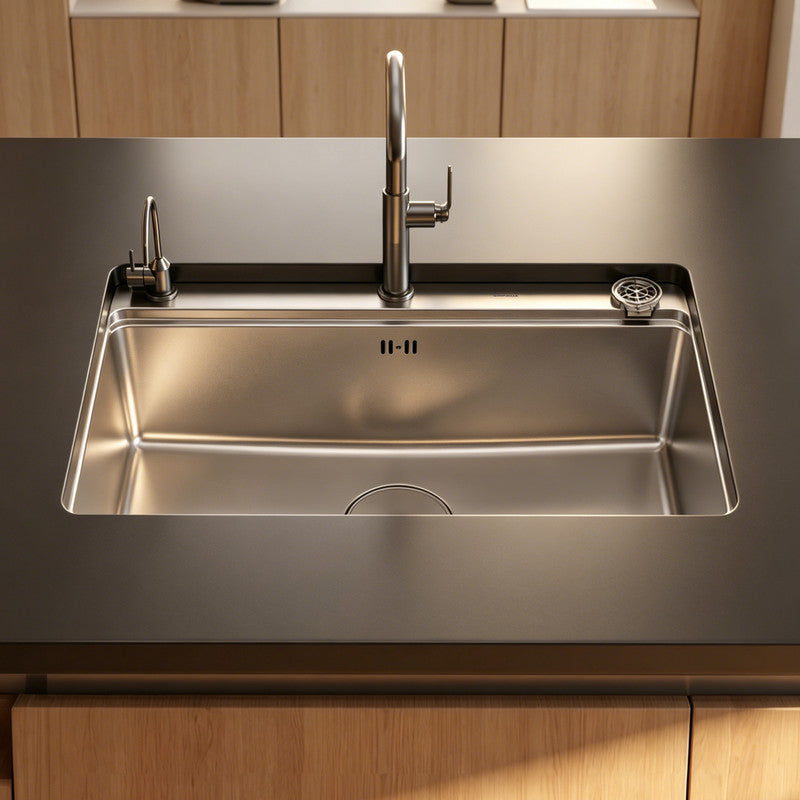 30 in. Single Bowl 304 Stainless Steel Workstation Kitchen Sink with Cutting Board