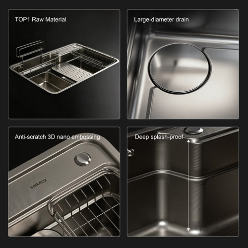 30 in. Single Bowl 304 Stainless Steel Kitchen Sink, Nano-Coated Scratch Resistant Finish