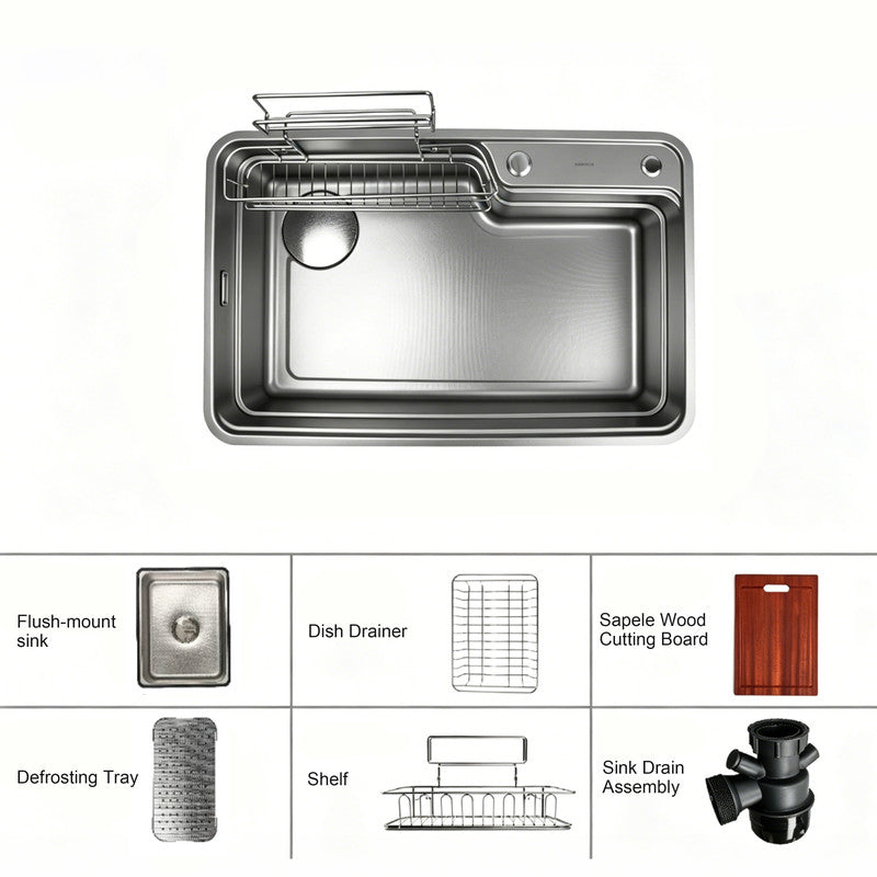 30 in. Single Bowl 304 Stainless Steel Kitchen Sink, Nano-Coated Scratch Resistant Finish