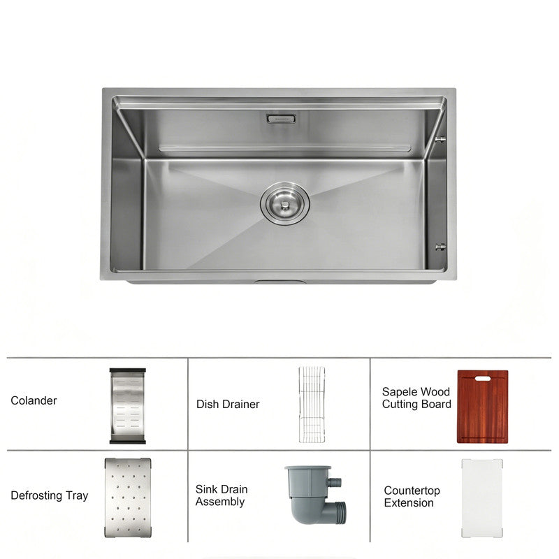 30 in. Single Bowl 304 Stainless Steel Workstation Kitchen Sink