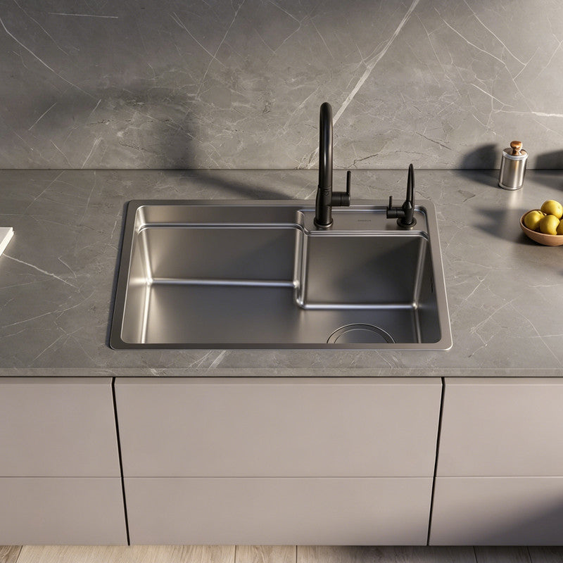 25 in. Single Bowl 304 Stainless Steel Kitchen Sink with Side Drain
