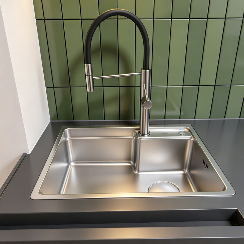25 in. Single Bowl 304 Stainless Steel Kitchen Sink with Side Drain
