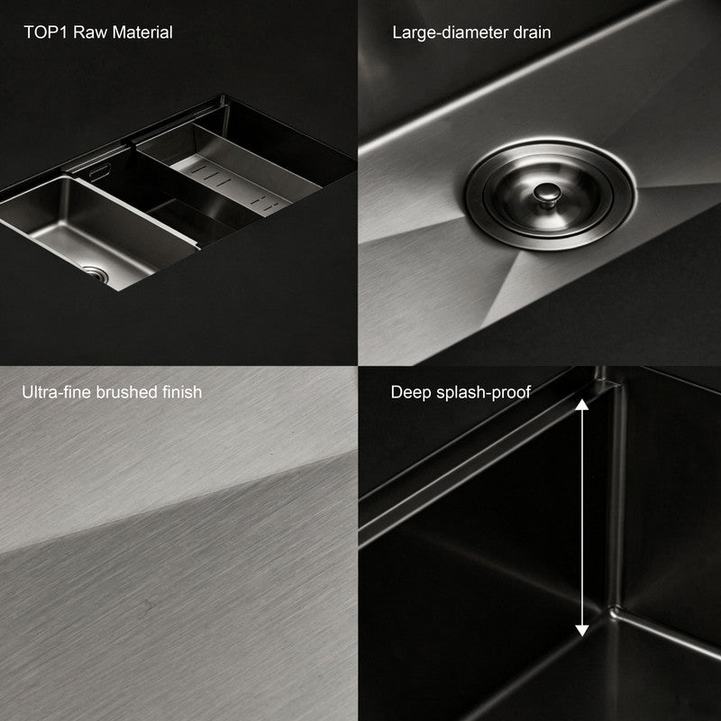 33 in. Single Bowl 304 Stainless Steel Workstation Kitchen Sink with Accessories