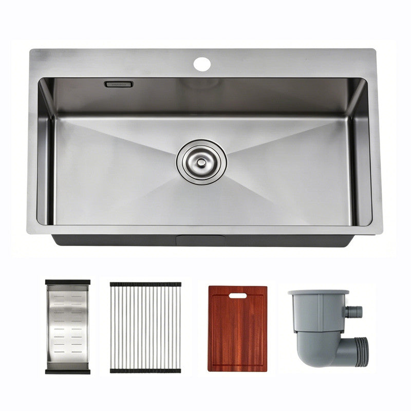 30 in. Single Bowl 304 Stainless Steel Farmhouse Workstation Kitchen Sink, Wide Apron Front