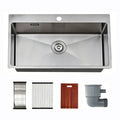 30 in. Single Bowl 304 Stainless Steel Farmhouse Workstation Kitchen Sink, Wide Apron Front