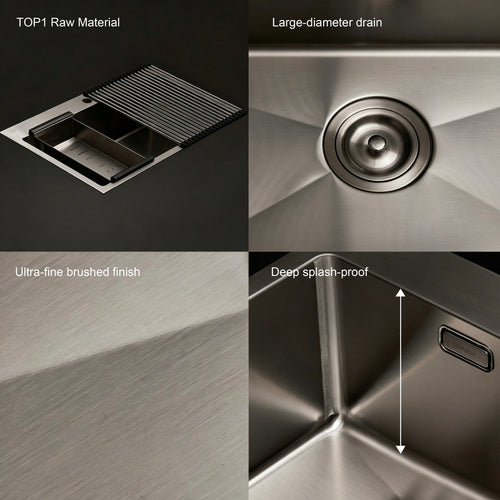 30 in. Single Bowl 304 Stainless Steel Farmhouse Workstation Kitchen Sink, Wide Apron Front