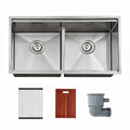 33 in. Double Bowl 304 Stainless Steel Kitchen Sink, Brushed Finish