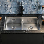 33 in. Double Bowl 304 Stainless Steel Kitchen Sink, Brushed Finish