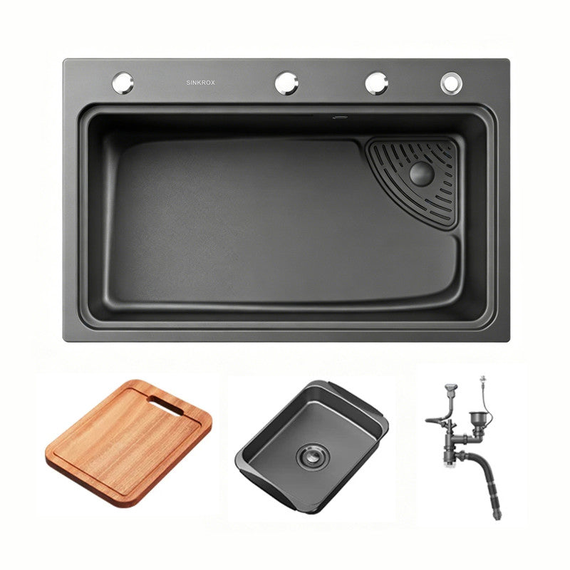 30 in. Single Bowl 304 Stainless Steel Kitchen Sink, Nano-Coated Stone Finish with Accessories