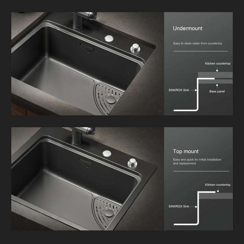 30 in. Single Bowl 304 Stainless Steel Kitchen Sink, Nano-Coated Stone Finish with Accessories