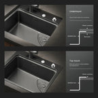 30 in. Single Bowl 304 Stainless Steel Kitchen Sink, Nano-Coated Stone Finish with Accessories