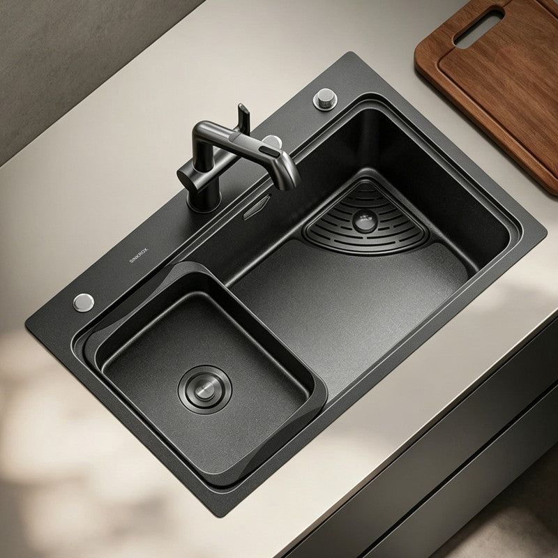 30 in. Single Bowl 304 Stainless Steel Kitchen Sink, Nano-Coated Stone Finish with Accessories