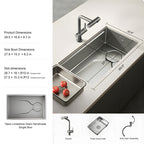 30 in. Single Bowl 304 Stainless Steel Kitchen Sink, Nano-Coated Stone Finish with Accessories Set