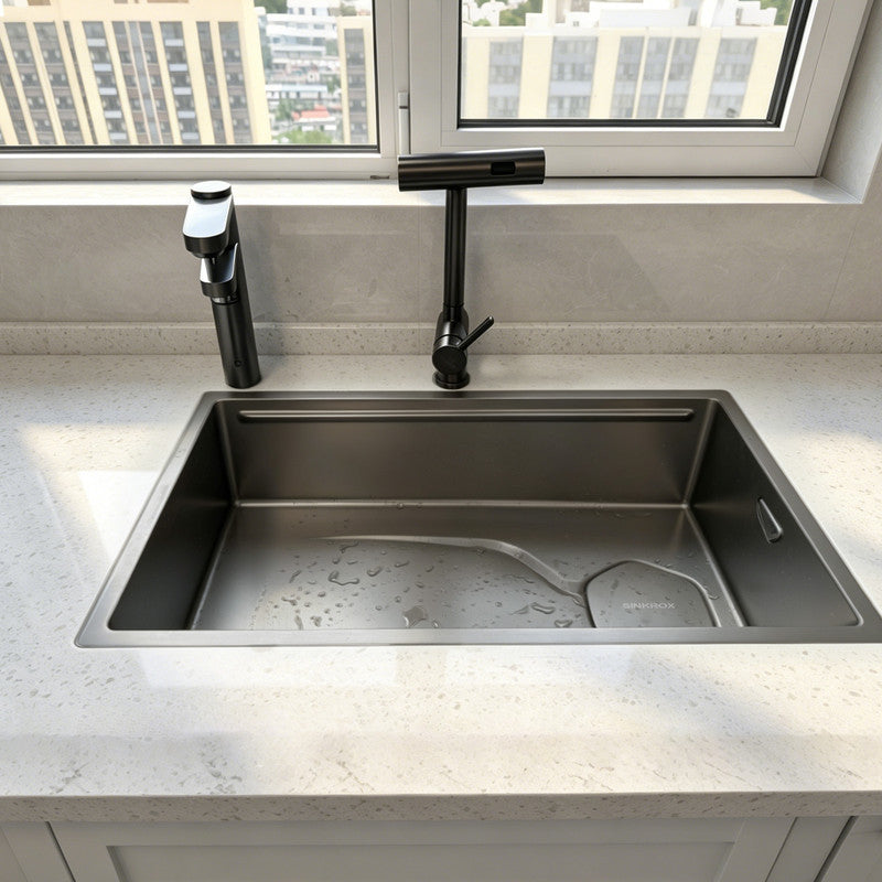 30 in. Single Bowl 304 Stainless Steel Kitchen Sink, Nano-Coated Stone Finish with Accessories Set