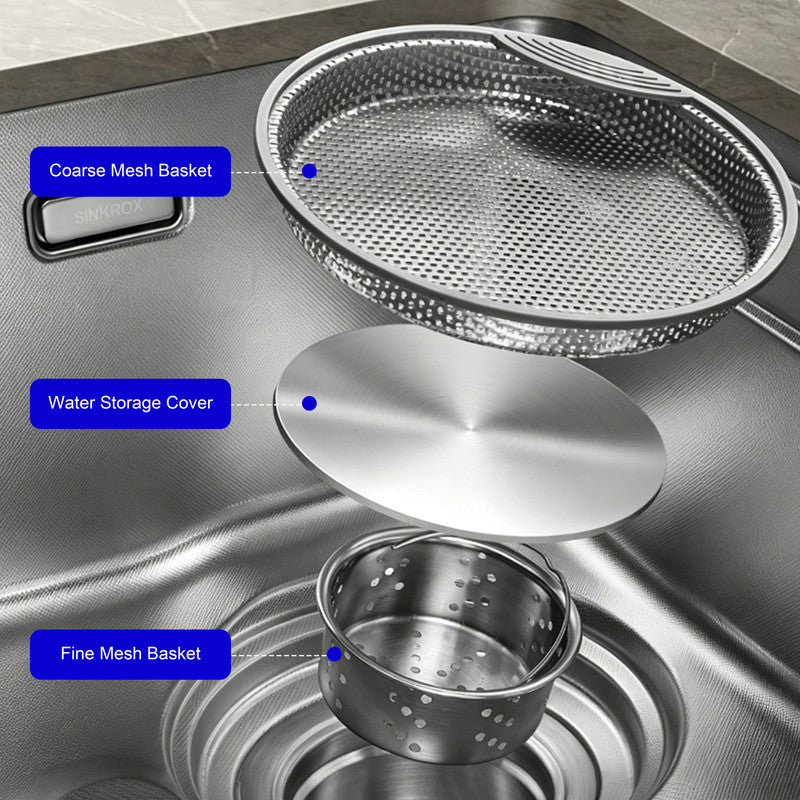33 in. Single Bowl 304 Stainless Steel Waterfall Workstation Kitchen Sink, Embossed Texture