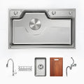 33 in. Single Bowl 304 Stainless Steel Step Workstation Kitchen Sink