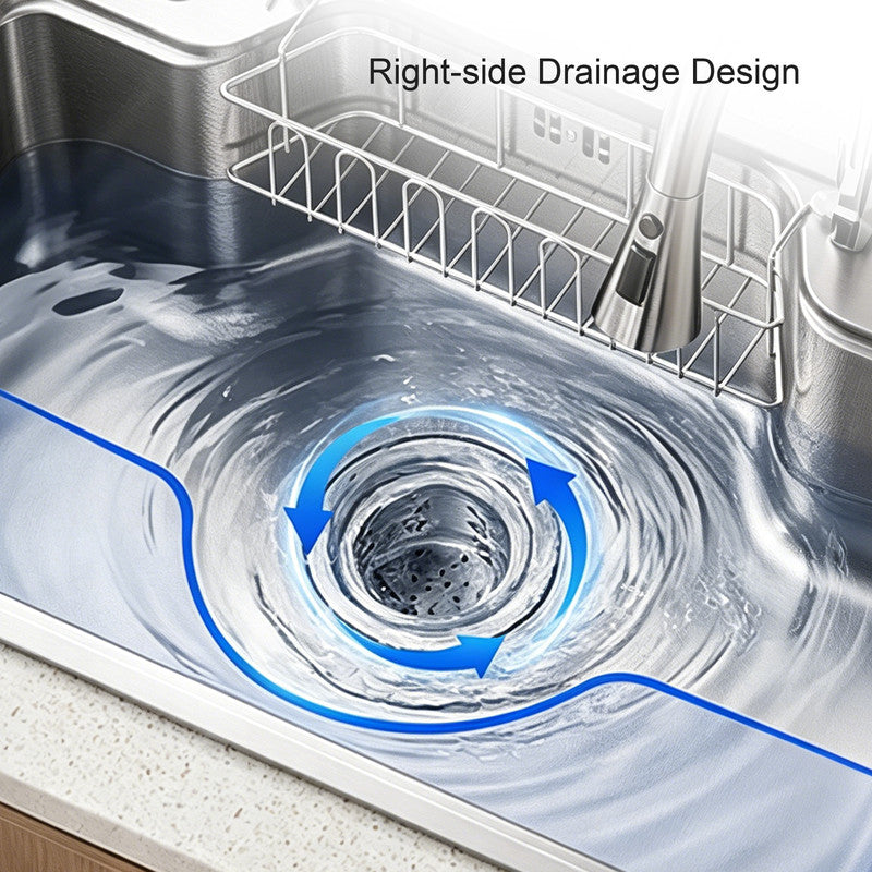 33 in. Single Bowl 304 Stainless Steel Step Workstation Kitchen Sink