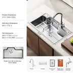 33 in. Single Bowl 304 Stainless Steel Step Workstation Kitchen Sink