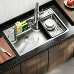 33 in. Single Bowl 304 Stainless Steel Step Workstation Kitchen Sink