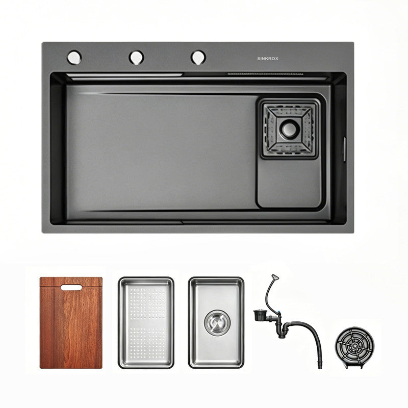 33 in. Single Bowl 304 Stainless Steel Waterfall Kitchen Sink with Accessories Set