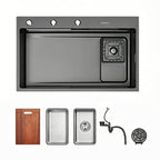 33 in. Single Bowl 304 Stainless Steel Waterfall Kitchen Sink with Accessories Set